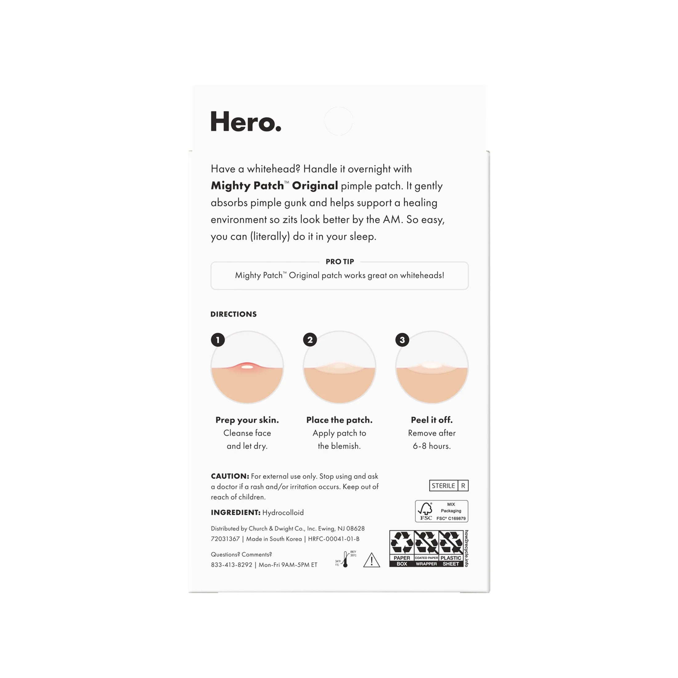 Hero Cosmetics Mighty Patch Original Acne Patches – Nighttime Hydrocolloid Pimple Patches, 72 Count